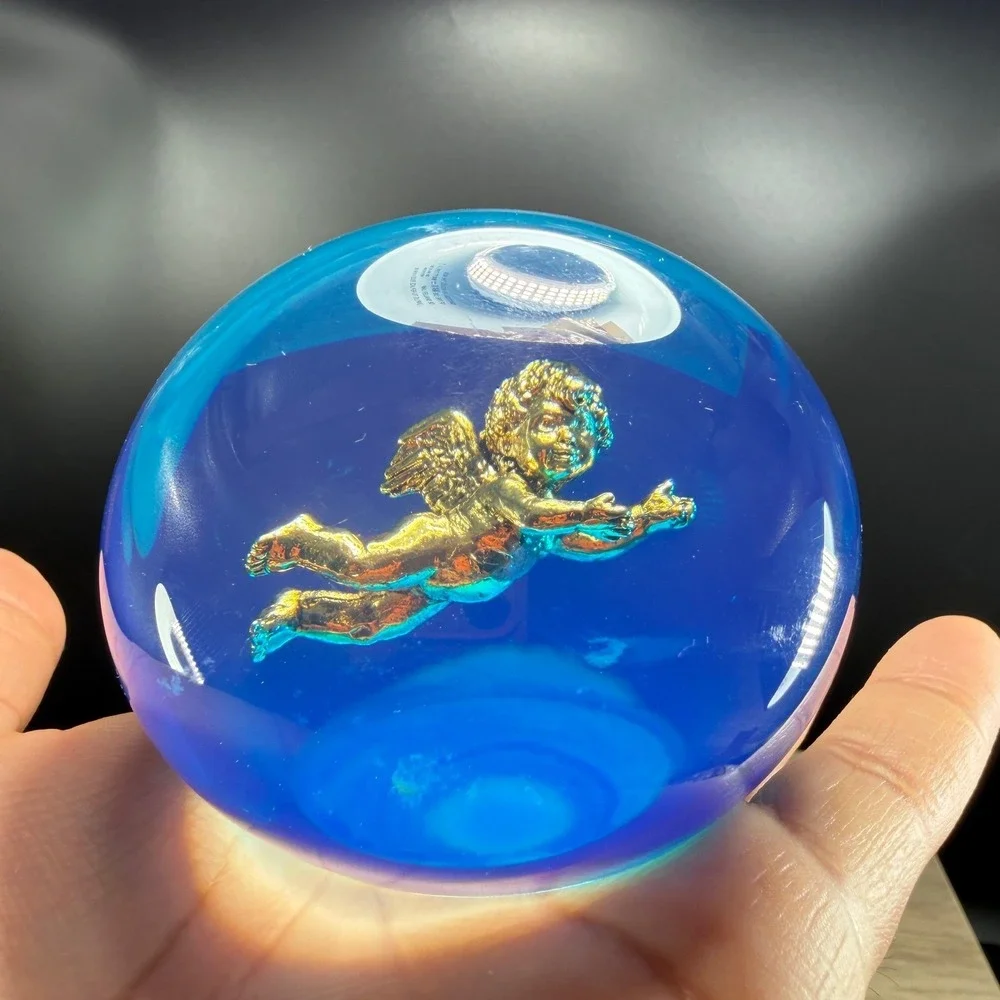 Tarax Infinity Blue Lucite Cherub Paperweight Baroness Collection Canada Angel